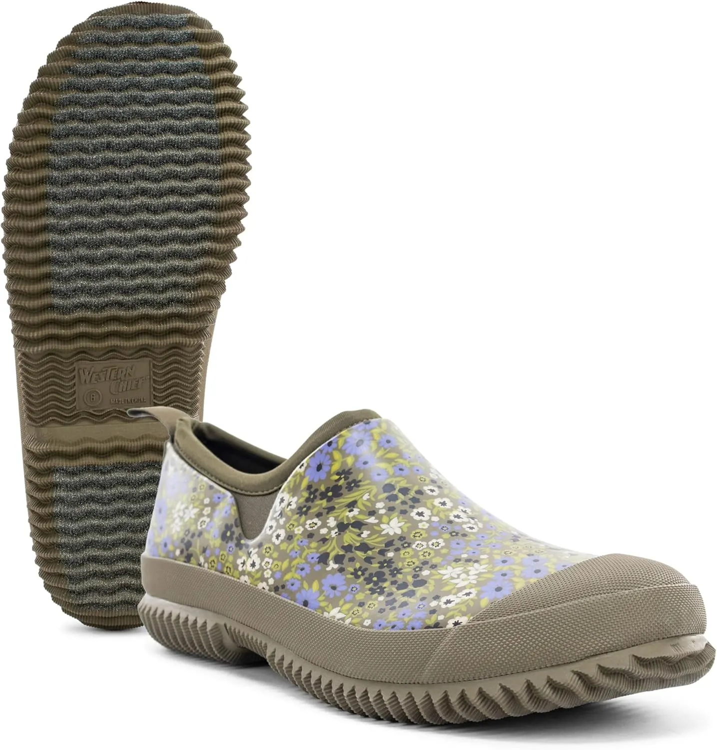 Western Chief Womens Neoprene Slip On Shoes Waterproof Rubber, Insulated Lining, Self Cleaning Outsole, Comfortable Memory Foam Insole, Easy Pull On Loops