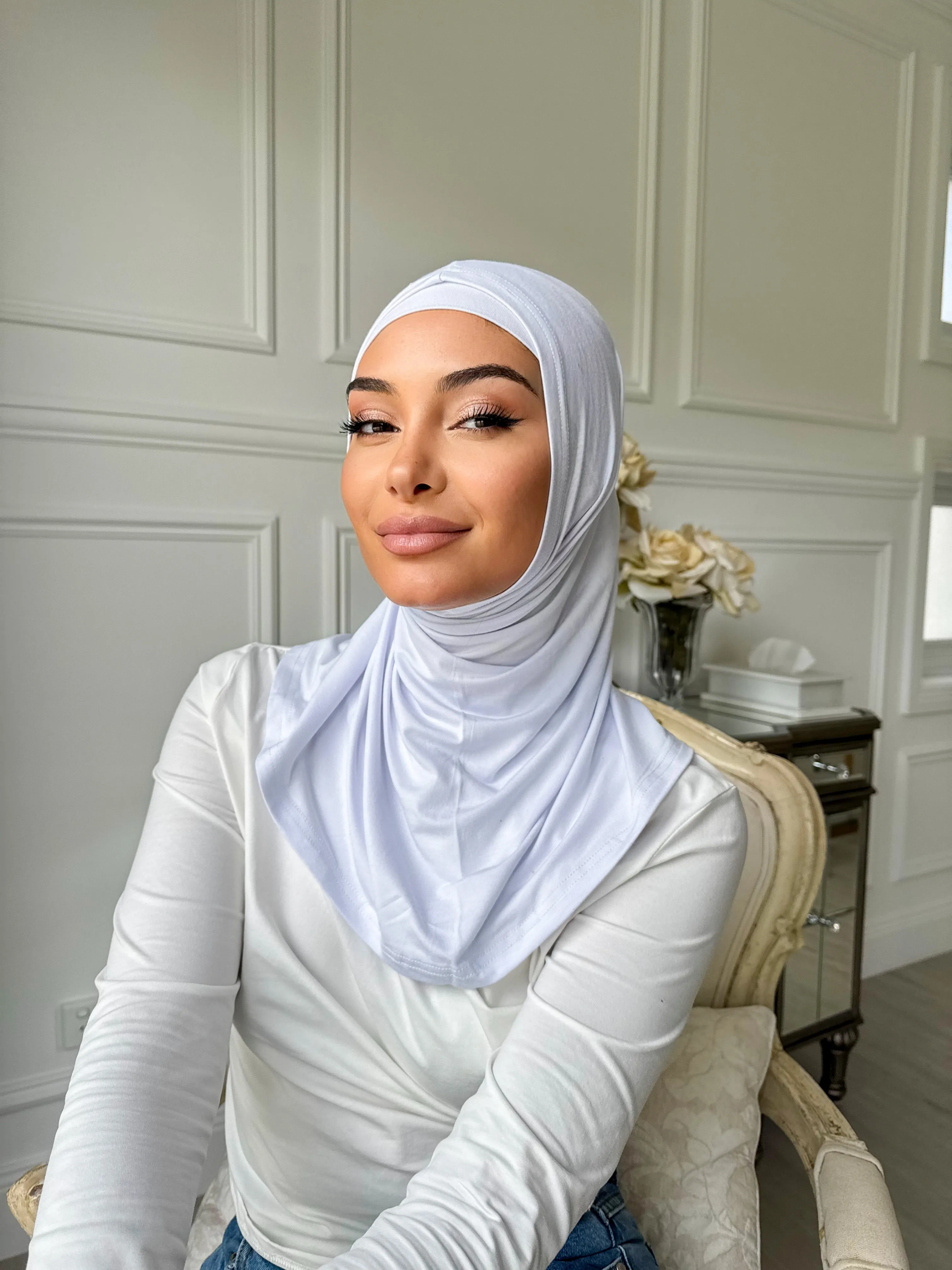 White Slip On Hijab
