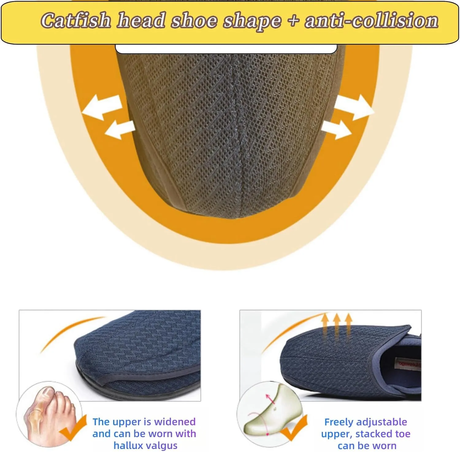 Wide Adjustable Diabetes Shoes Expansion Feet Super Wide Slip in Shoes Comfortable and Breathable Walking Shoes Suitable for The Elderly Foot Edema Swelling Diabetes Feet Health Shoes