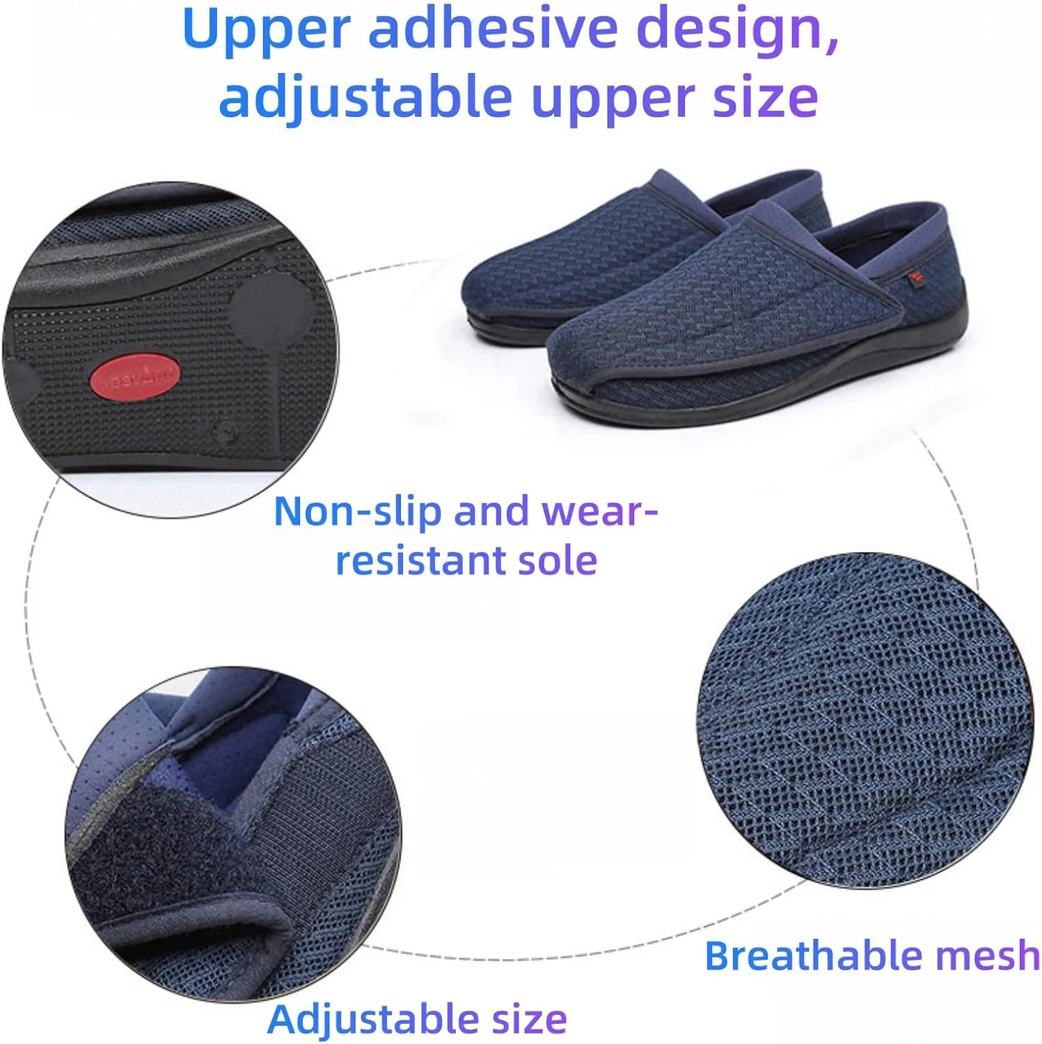 Wide Adjustable Diabetes Shoes Expansion Feet Super Wide Slip in Shoes Comfortable and Breathable Walking Shoes Suitable for The Elderly Foot Edema Swelling Diabetes Feet Health Shoes