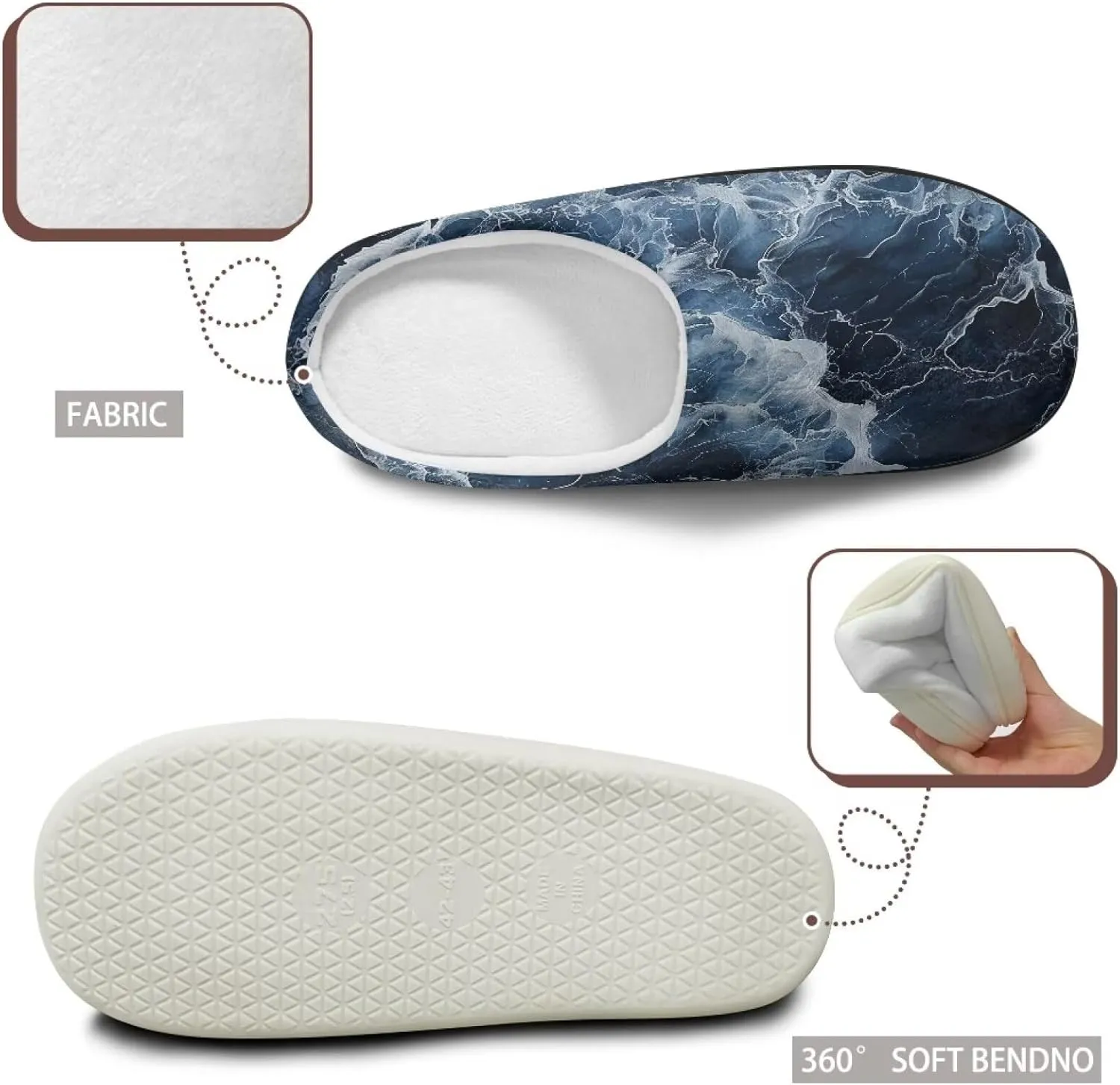 Winter Slippers for Women Men Lightweight Slip-on House Slippers Indoor Fluffy Shoes Size 34-50