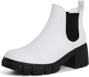 Women Chelsea Boots Comfortable Lug Sole Slip On Ankle Booties