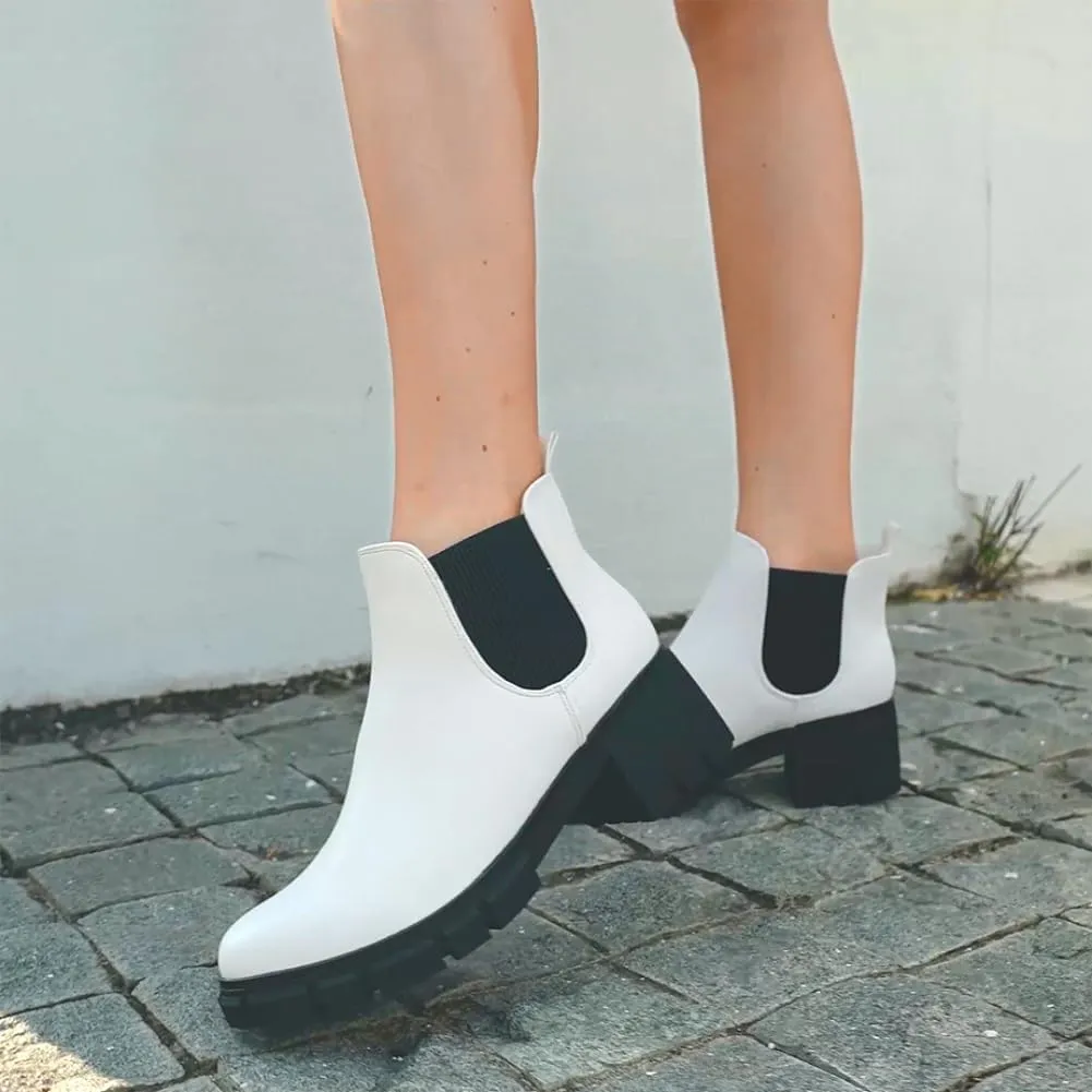 Women Chelsea Boots Comfortable Lug Sole Slip On Ankle Booties