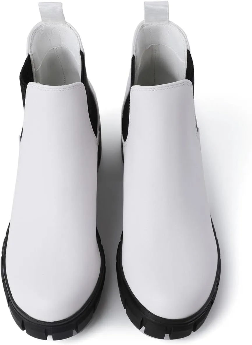 Women Chelsea Boots Comfortable Lug Sole Slip On Ankle Booties