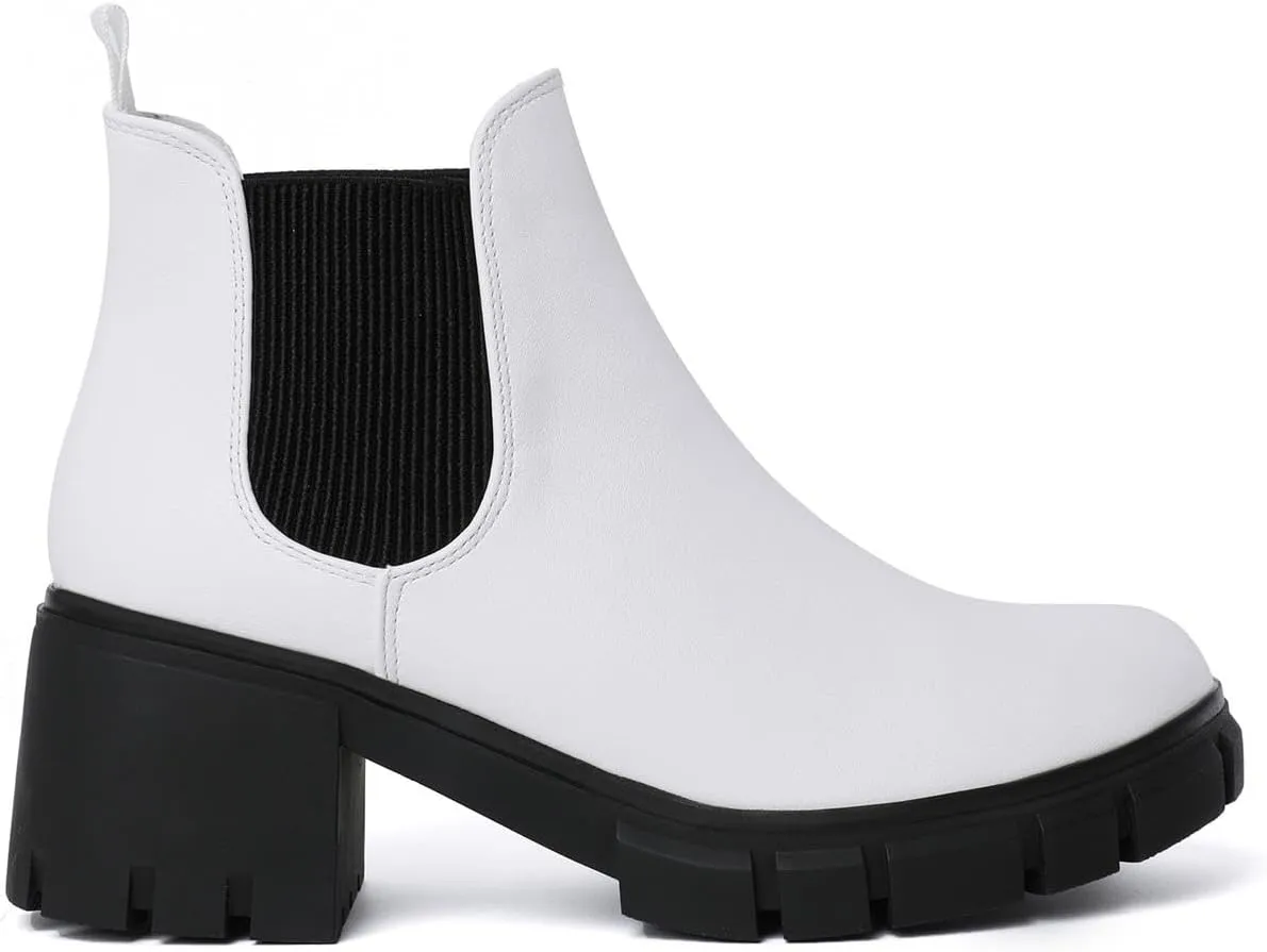 Women Chelsea Boots Comfortable Lug Sole Slip On Ankle Booties