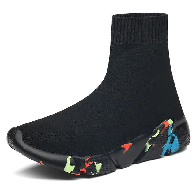 Women Men Knit Upper Breathable Sport Sneaker