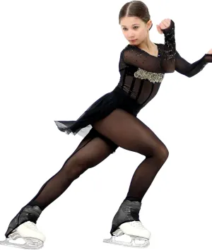 Women Mesh Tights for Figure Ice Skating with Seam over the Heel of the Boot