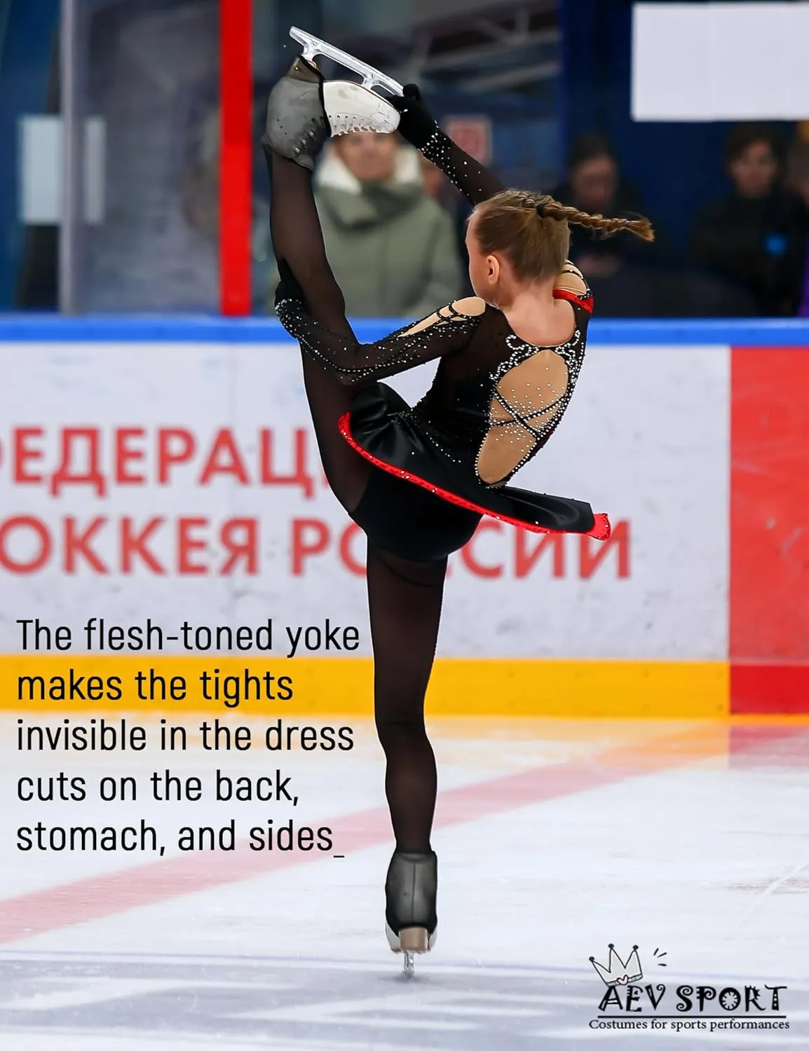 Women Mesh Tights for Figure Ice Skating with Seam over the Heel of the Boot