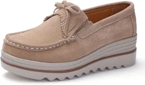 Women's Artificial Leather Casual Comfortable Soft Loafer Retro Ladies Comfort Slip-On Fashion Boat Shoes Classic Flat Block for Running Travel Work Street Wedding Party Night Club