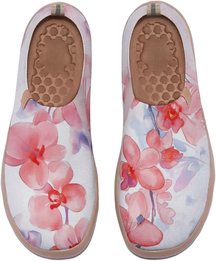Women's Artistic Painting Slip On Loafers Breathable Knitted Walking Arch Support Shoes Travel Ready Lightweight Comfort Footwear