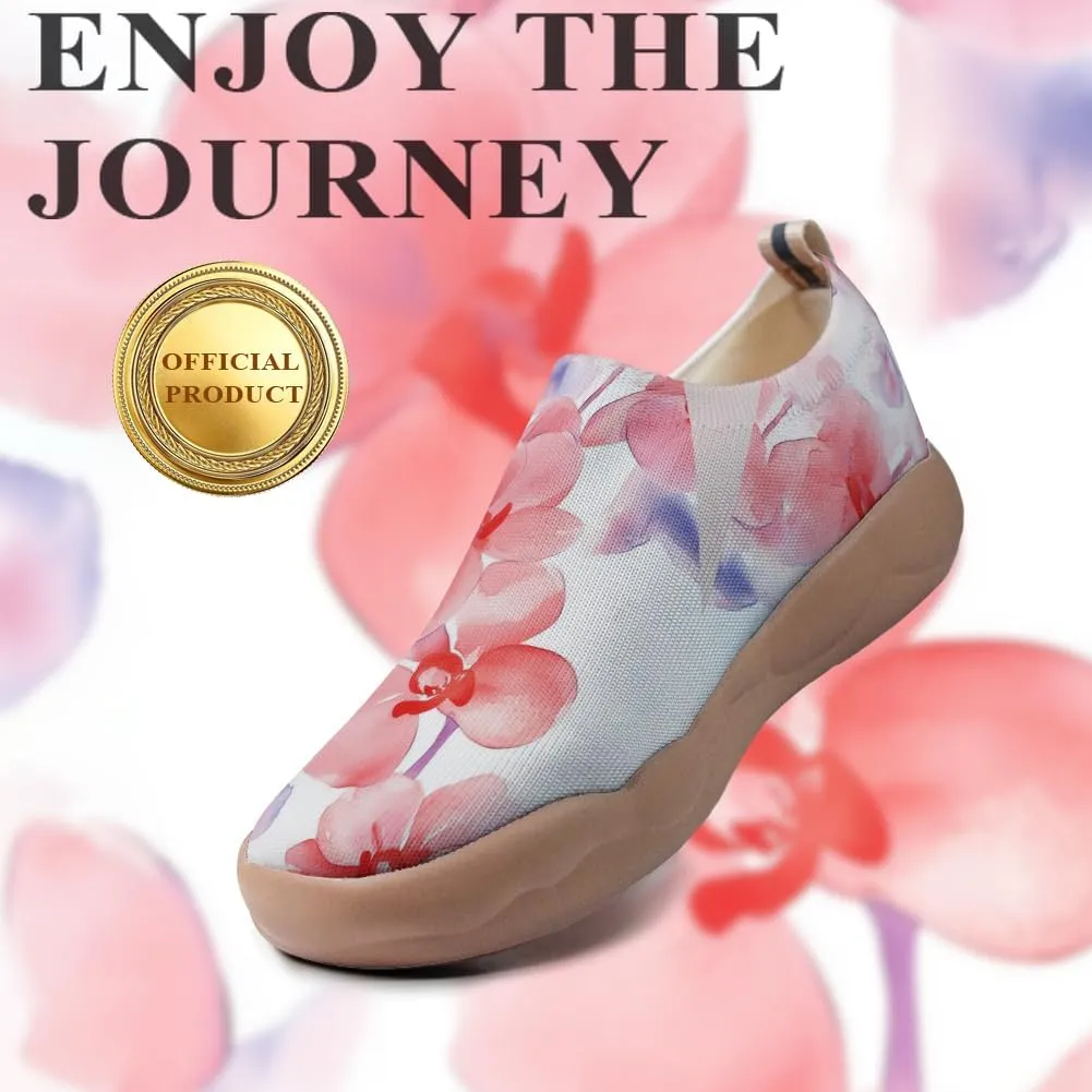 Women's Artistic Painting Slip On Loafers Breathable Knitted Walking Arch Support Shoes Travel Ready Lightweight Comfort Footwear