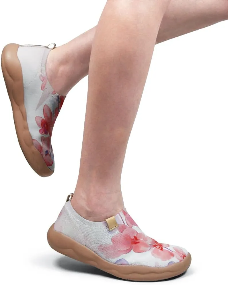 Women's Artistic Painting Slip On Loafers Breathable Knitted Walking Arch Support Shoes Travel Ready Lightweight Comfort Footwear