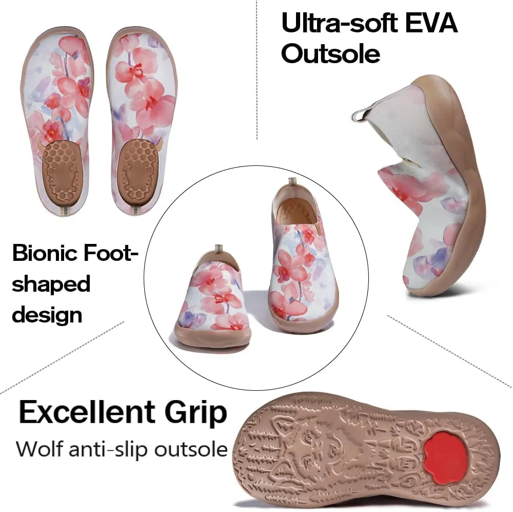 Women's Artistic Painting Slip On Loafers Breathable Knitted Walking Arch Support Shoes Travel Ready Lightweight Comfort Footwear