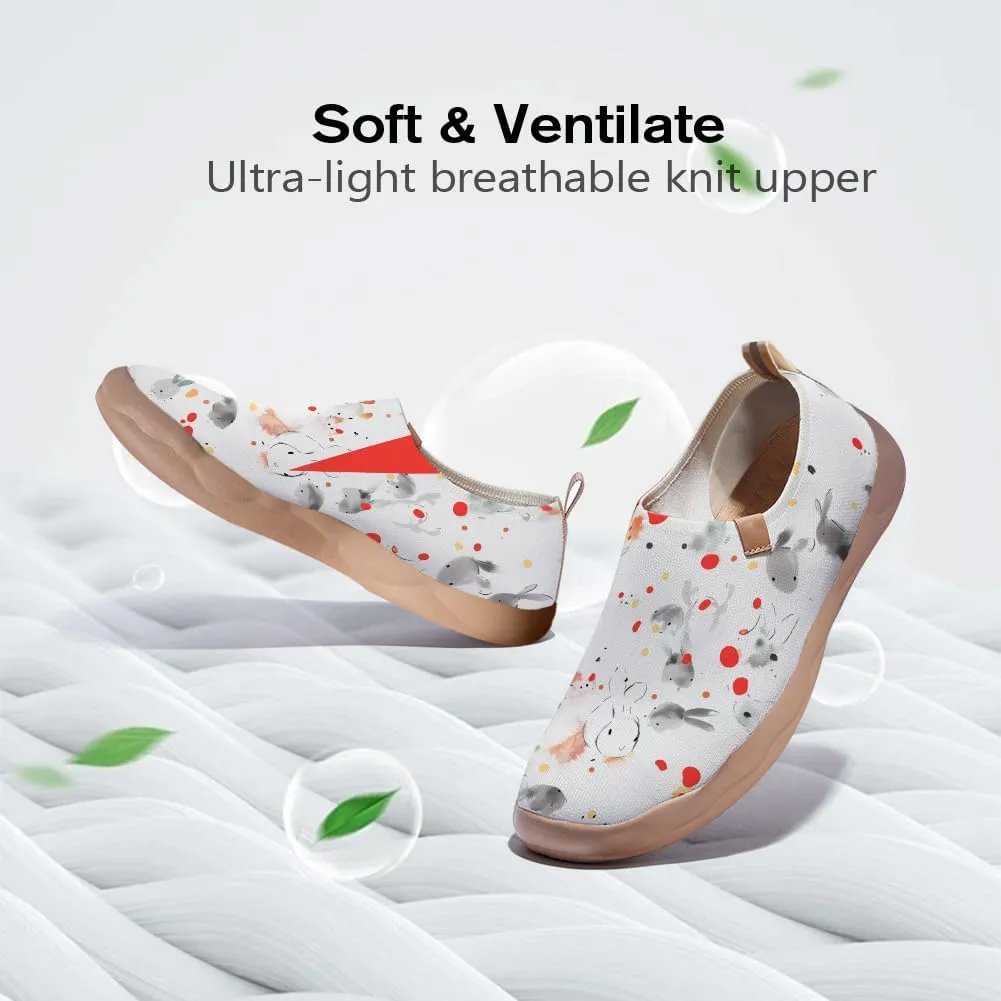 Women's Comfort Soft Walking Shoes Slip On Sneakers Knitted Art Painted Casual Loafers
