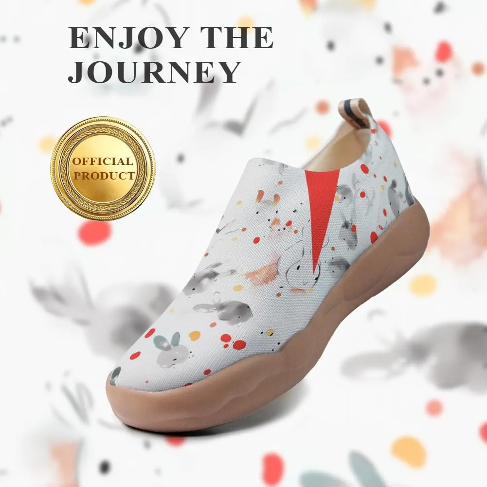 Women's Comfort Soft Walking Shoes Slip On Sneakers Knitted Art Painted Casual Loafers