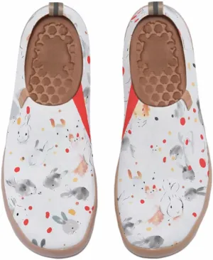 Women's Comfort Soft Walking Shoes Slip On Sneakers Knitted Art Painted Casual Loafers