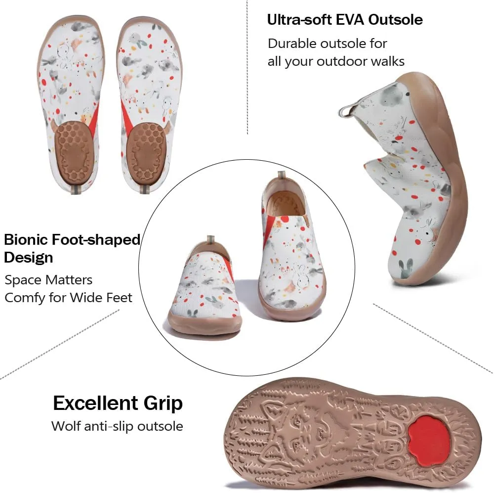 Women's Comfort Soft Walking Shoes Slip On Sneakers Knitted Art Painted Casual Loafers