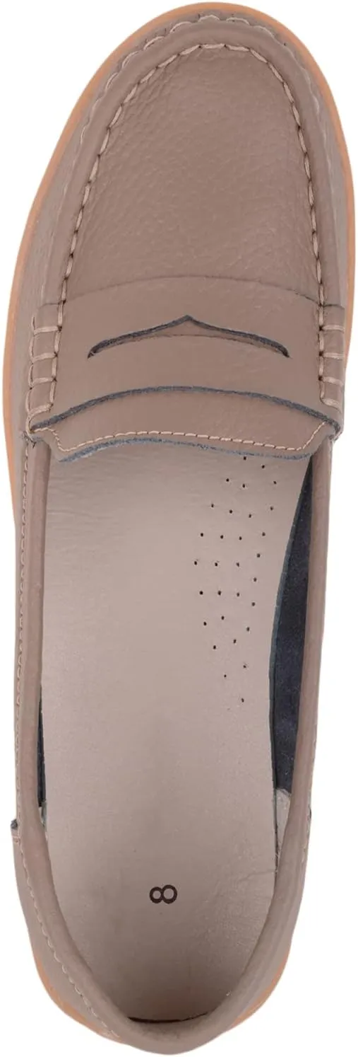 Womens Easy Slip On Genuine Leather Wedge Summer Deck Loafer Shoes