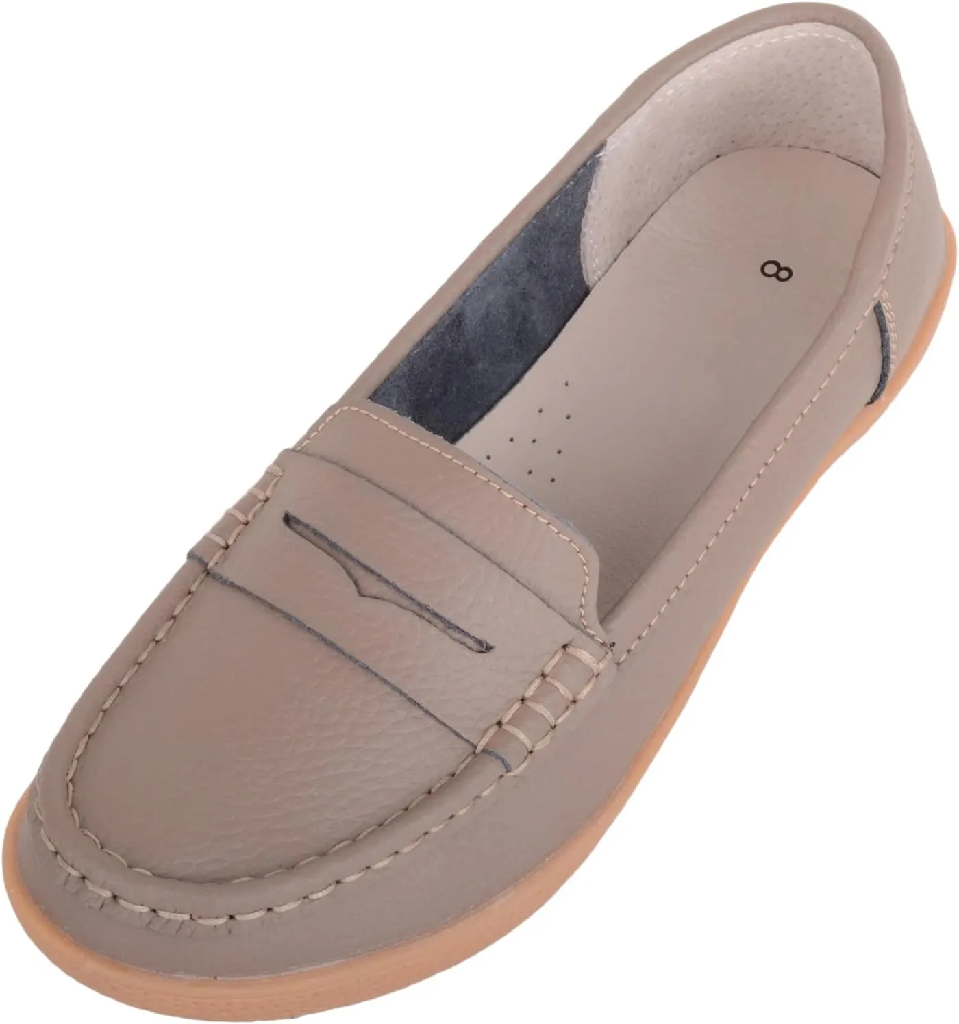 Womens Easy Slip On Genuine Leather Wedge Summer Deck Loafer Shoes