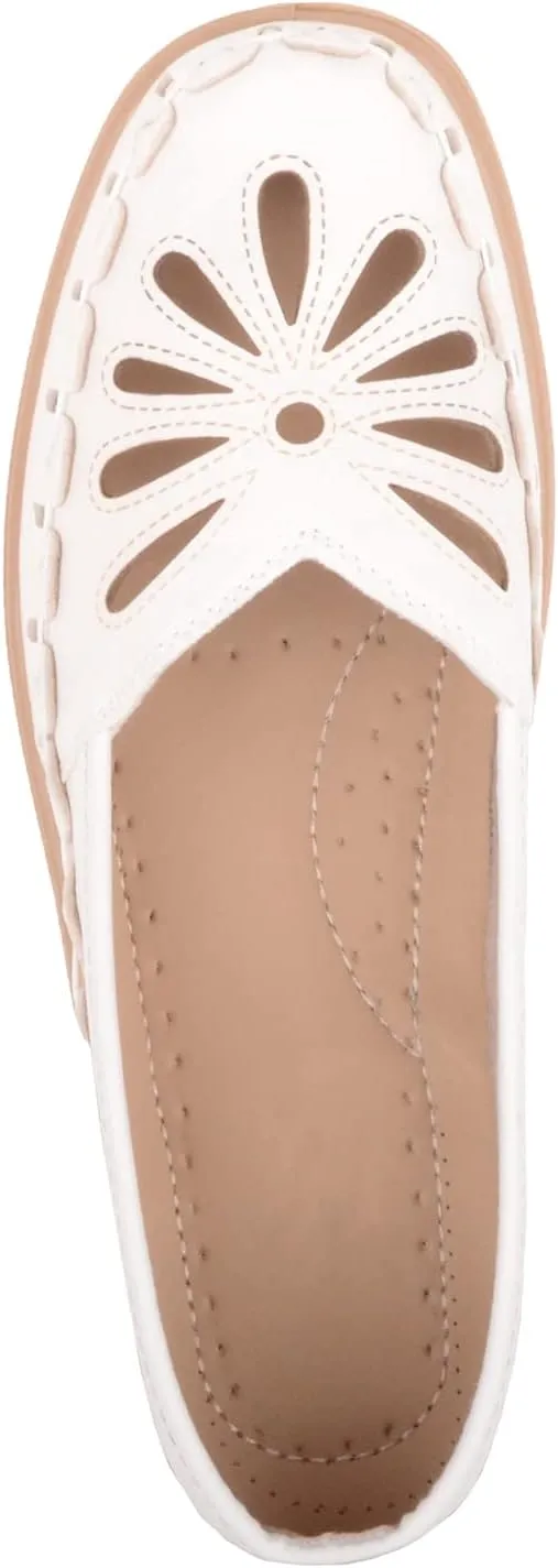 Womens Easy Slip On Summer Holiday Lightweight Cut Out Floral Comfort Shoes