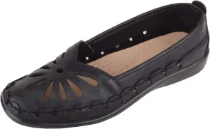 Womens Easy Slip On Summer Holiday Lightweight Cut Out Floral Comfort Shoes
