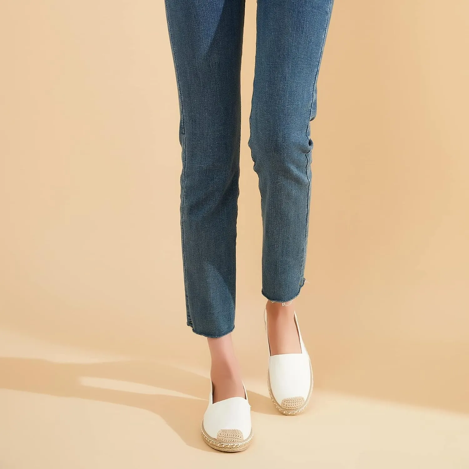 Women's Flats Shoes,Breathable Black Espadrilles Flats,Black and White Slip on Shoes(Lightweight and Soft)
