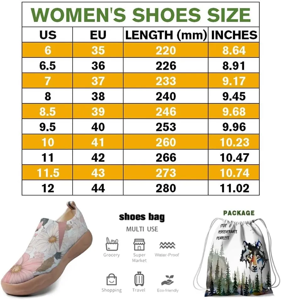 Women's Floral Stylish Everyday Loafers Colorful Comfortable Lightweight Art Travel Sneakers Casual Slip On Shoes