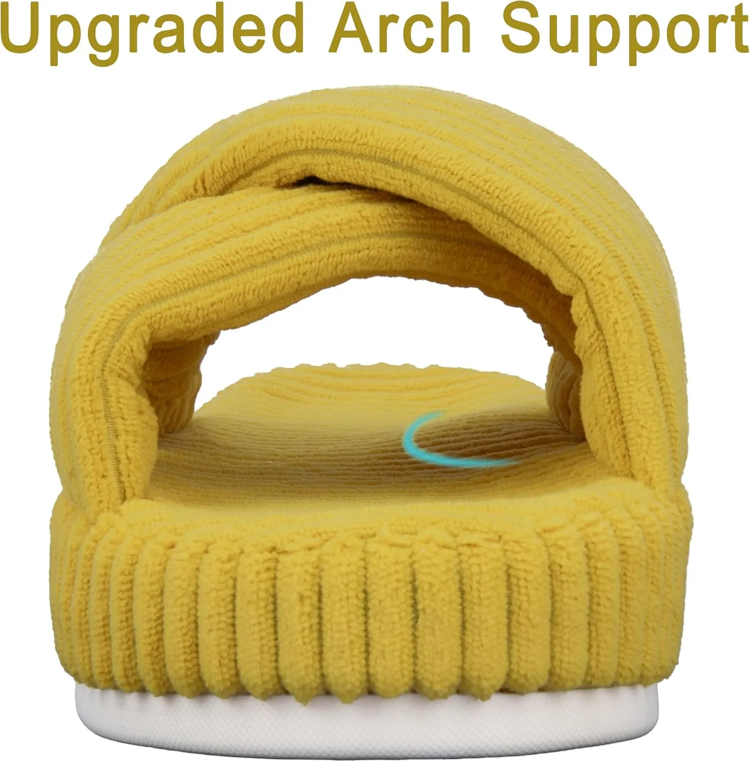 Women's House Slippers Corduroy Indoor Slippers Memory Foam Bedroom Open Toe Slippers Cross Band House Shoes