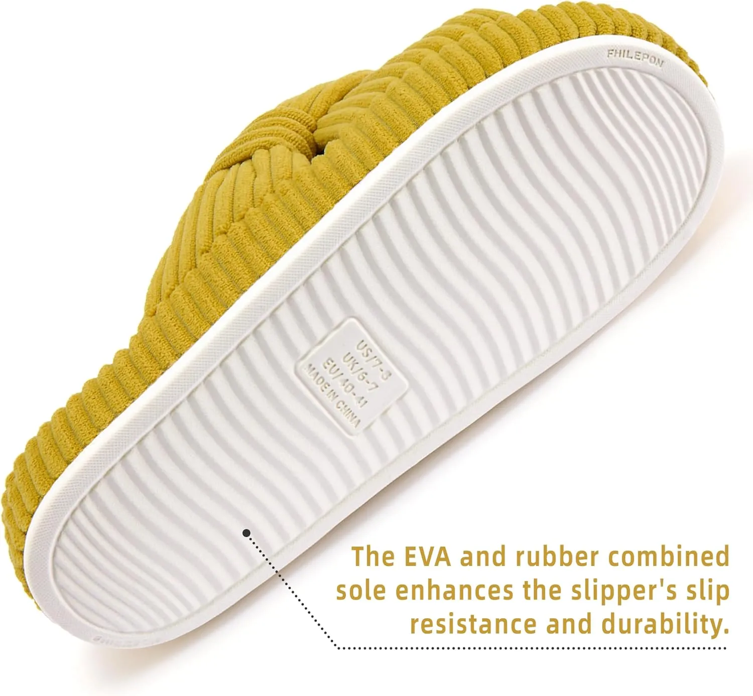 Women's House Slippers Corduroy Indoor Slippers Memory Foam Bedroom Open Toe Slippers Cross Band House Shoes