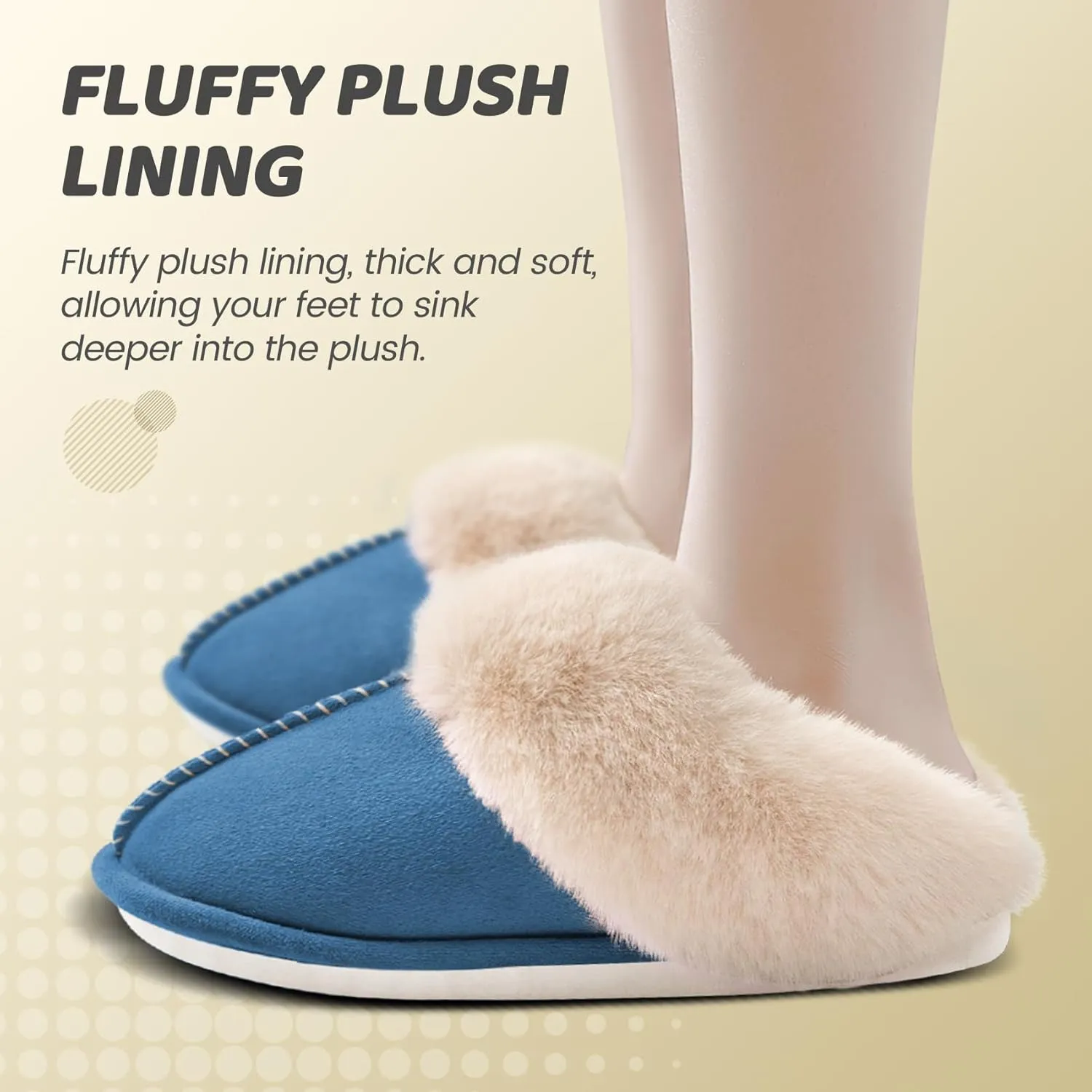 Women's House Slippers Memory Foam Fluffy Soft Slippers, Slip on Winter Warm Shoes for Women