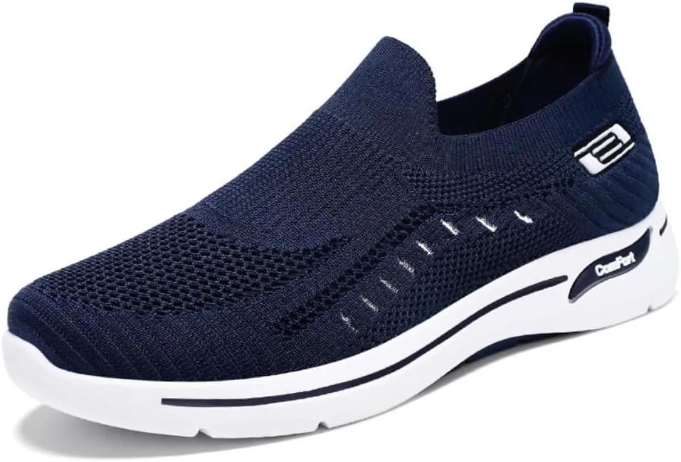 Women's Lightweight Slip-On Walking Shoes - Breathable Athletic Tennis Sneakers with Soft Knitted Fabric for Casual Gym Running of All Ages