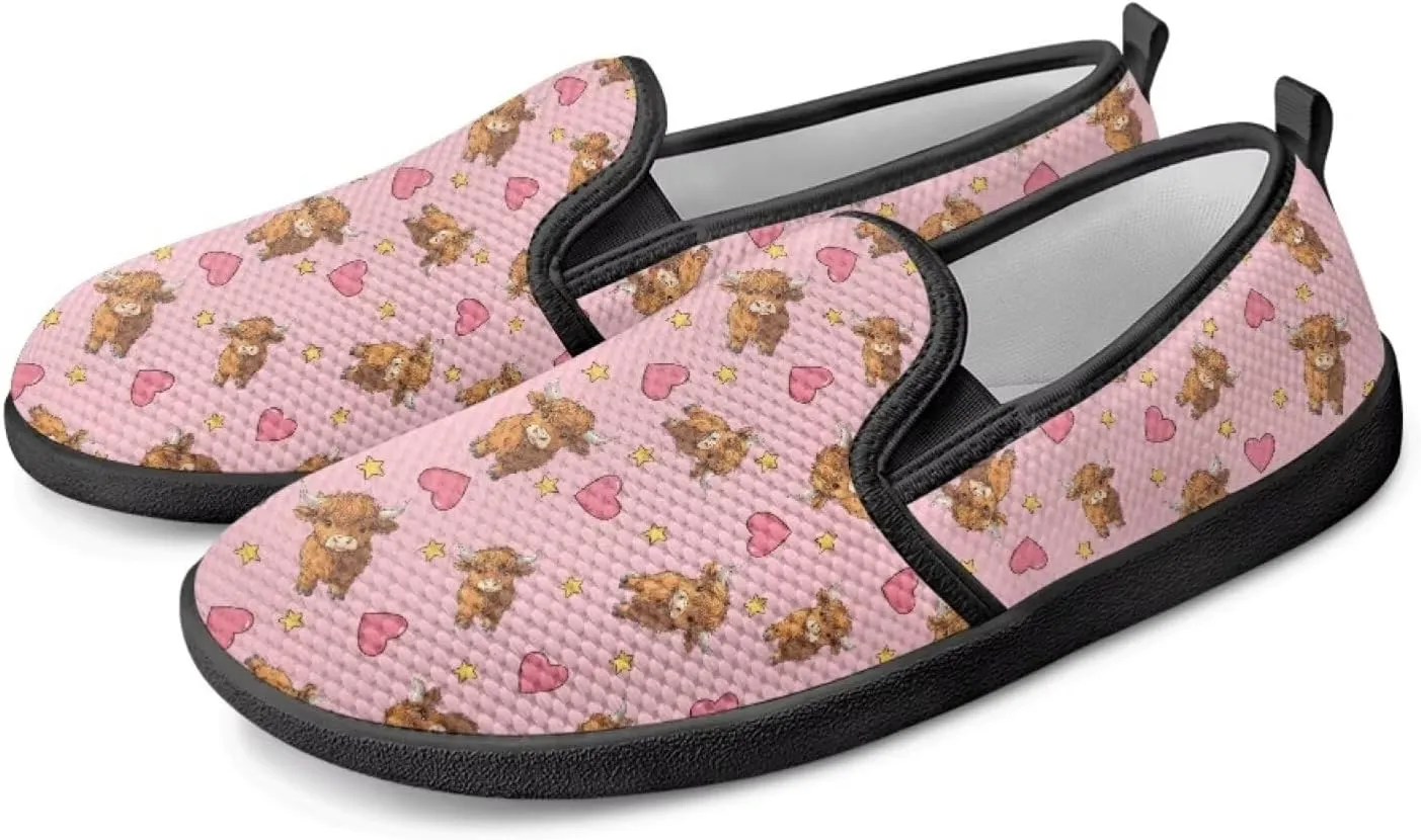 Women's Mesh Flats Casual Sports Sneakers Valentine's Day Slip On Comfort Non Slip Lightweight Soft Sole