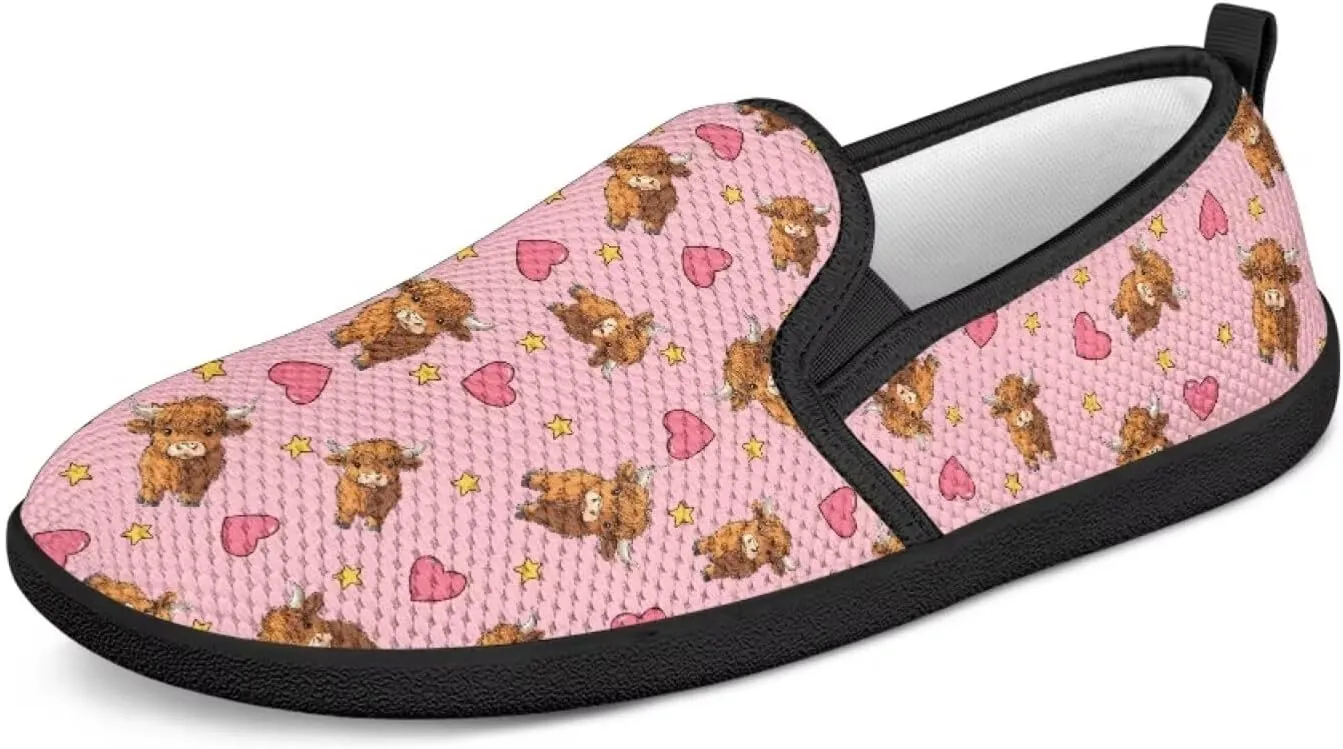 Women's Mesh Flats Casual Sports Sneakers Valentine's Day Slip On Comfort Non Slip Lightweight Soft Sole
