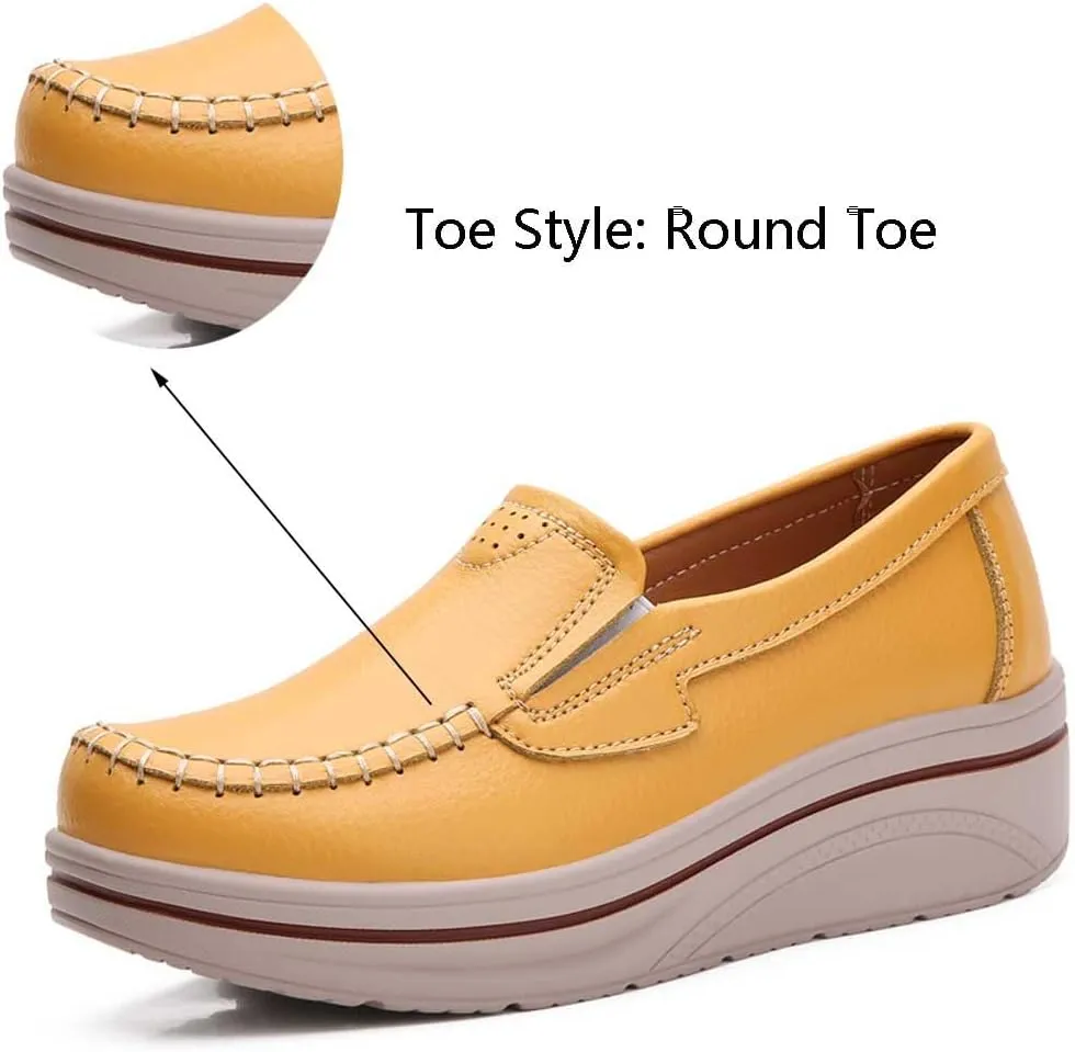 Women's Nursing Shoes Comfortable Walking Slip On Nurse Restaurant Work Lightweight Leather Loafers