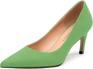 Women's Pumps, Pointed Toe Mid Stiletto Heels, Slip On Fashion Solid Dress Wedding Working Shoes for Women 2.5 inch