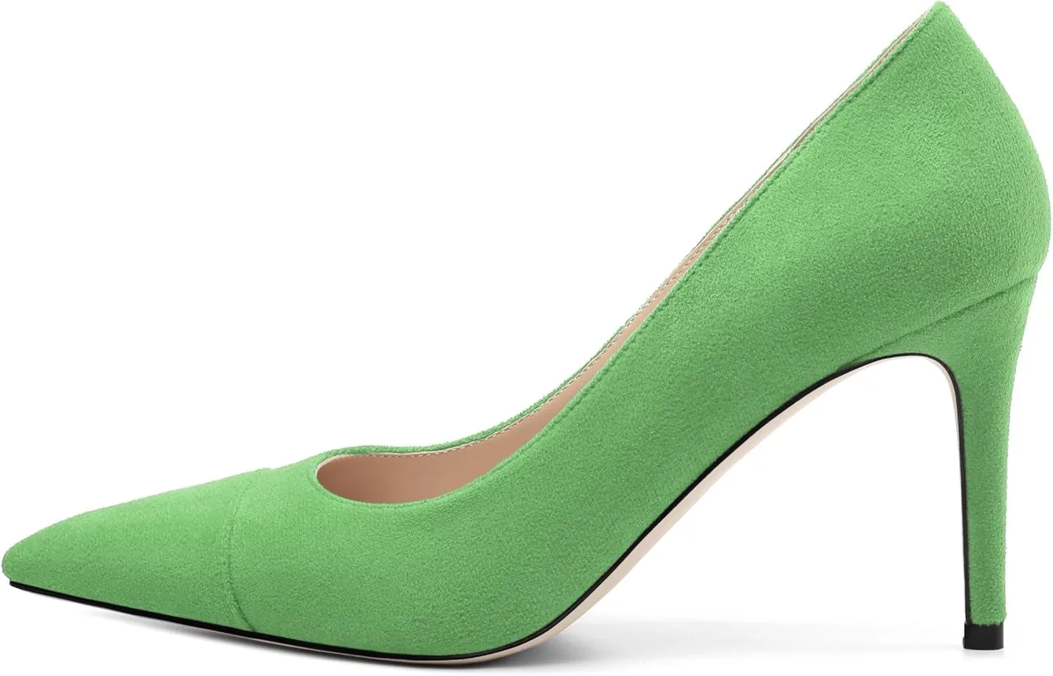 Women's Pumps Slip On High Heels with Pointed Toe Suede 3.25 Inch Stiletto Bridal Party Dress Heels for Casual