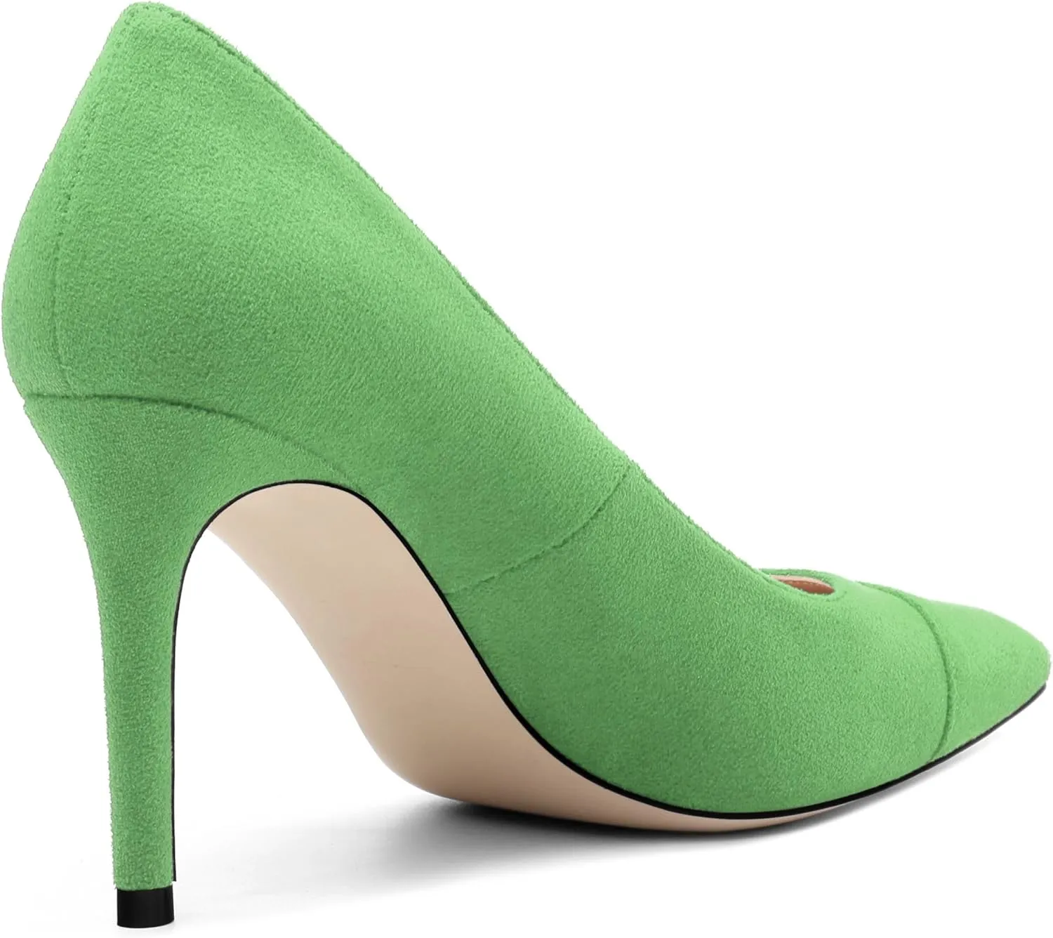 Women's Pumps Slip On High Heels with Pointed Toe Suede 3.25 Inch Stiletto Bridal Party Dress Heels for Casual