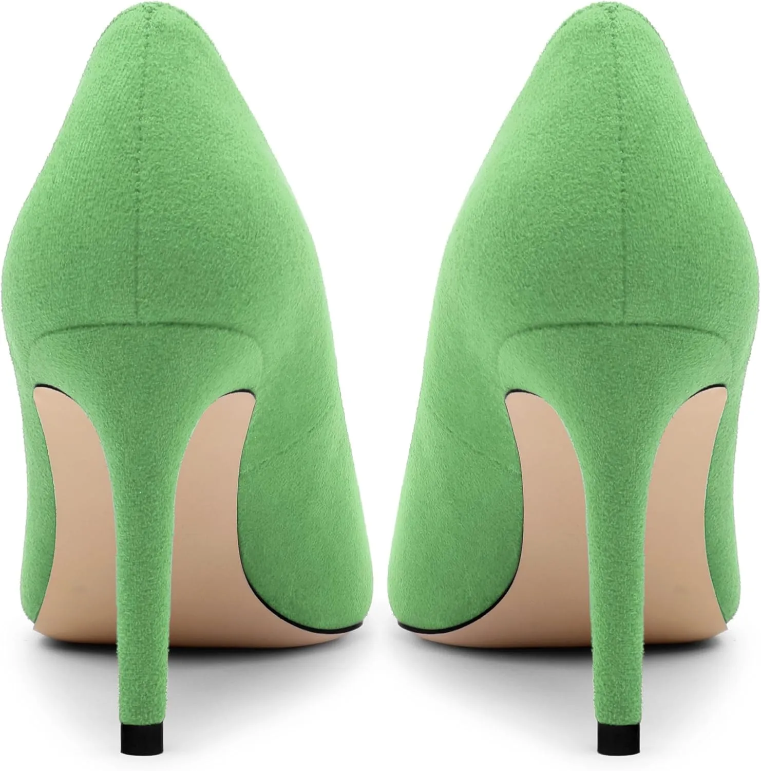 Women's Pumps Slip On High Heels with Pointed Toe Suede 3.25 Inch Stiletto Bridal Party Dress Heels for Casual