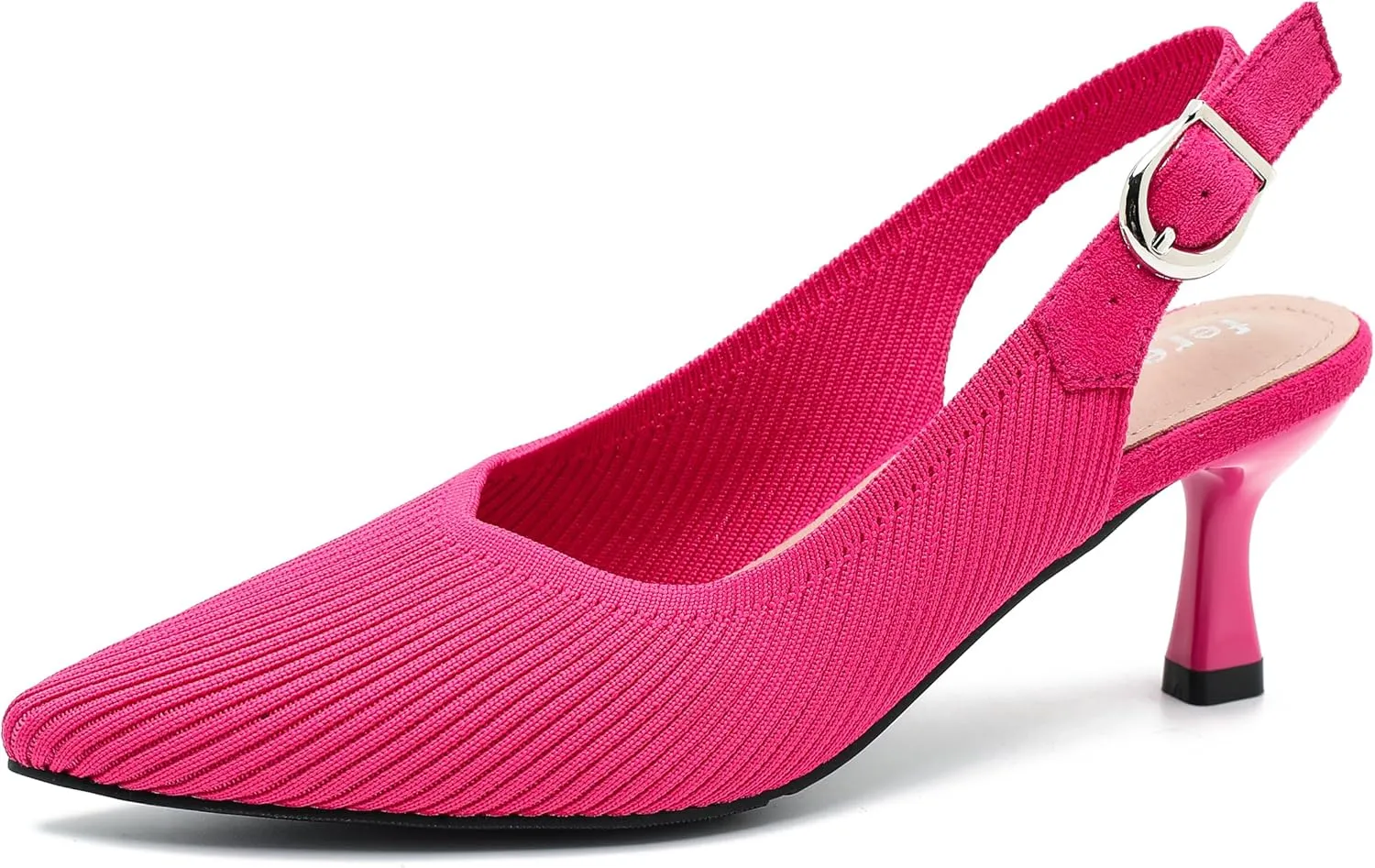 Women's Slingback Kitten Heels Pointed Toe Knit Pumps Slip On Dress Shoes