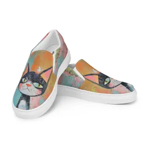 Women’s slip-on canvas shoes - Cat Art SG011