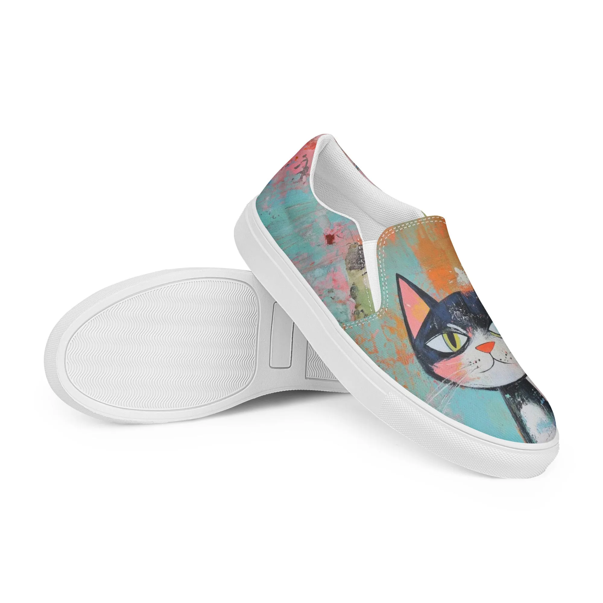 Women’s slip-on canvas shoes - Cat Art SG011