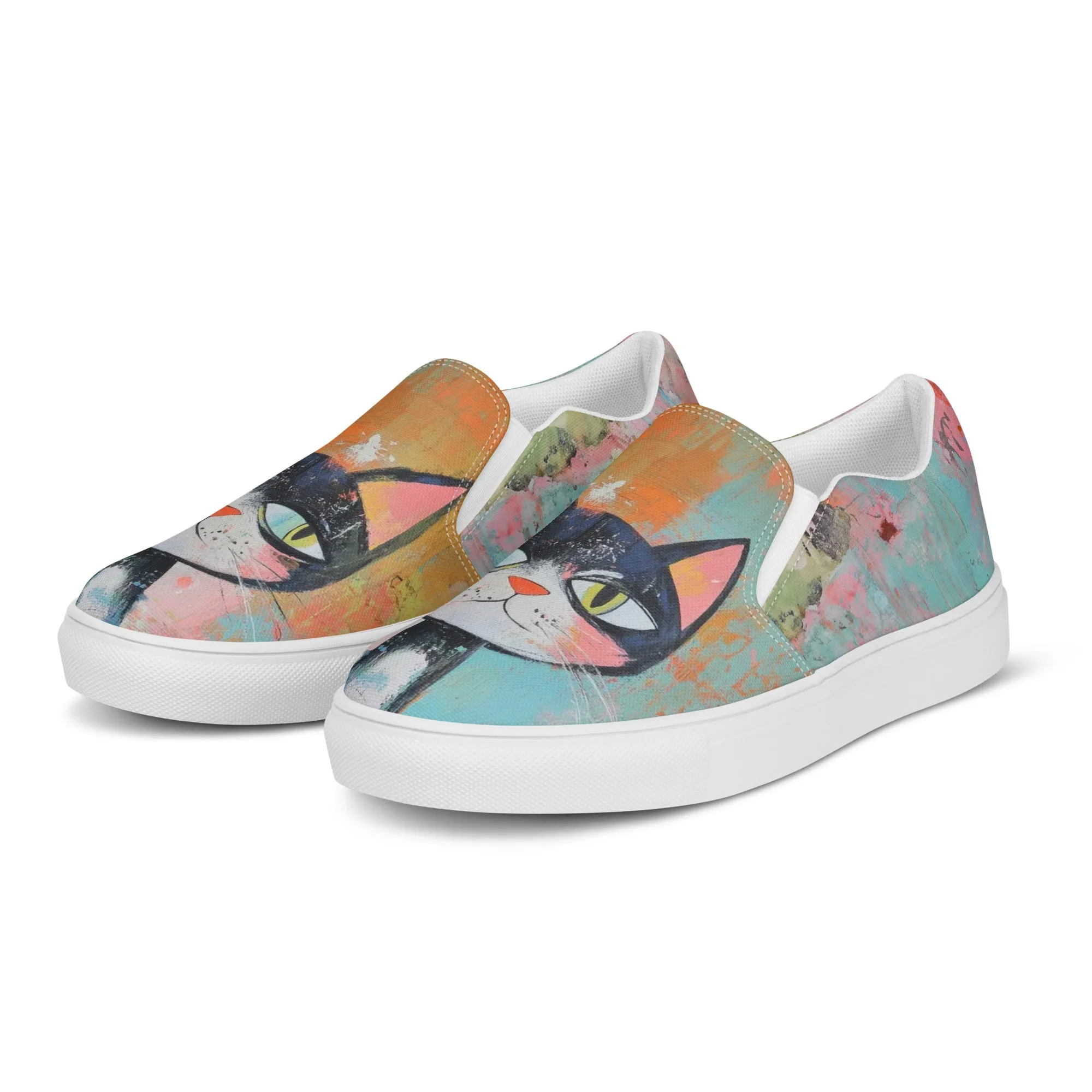 Women’s slip-on canvas shoes - Cat Art SG011