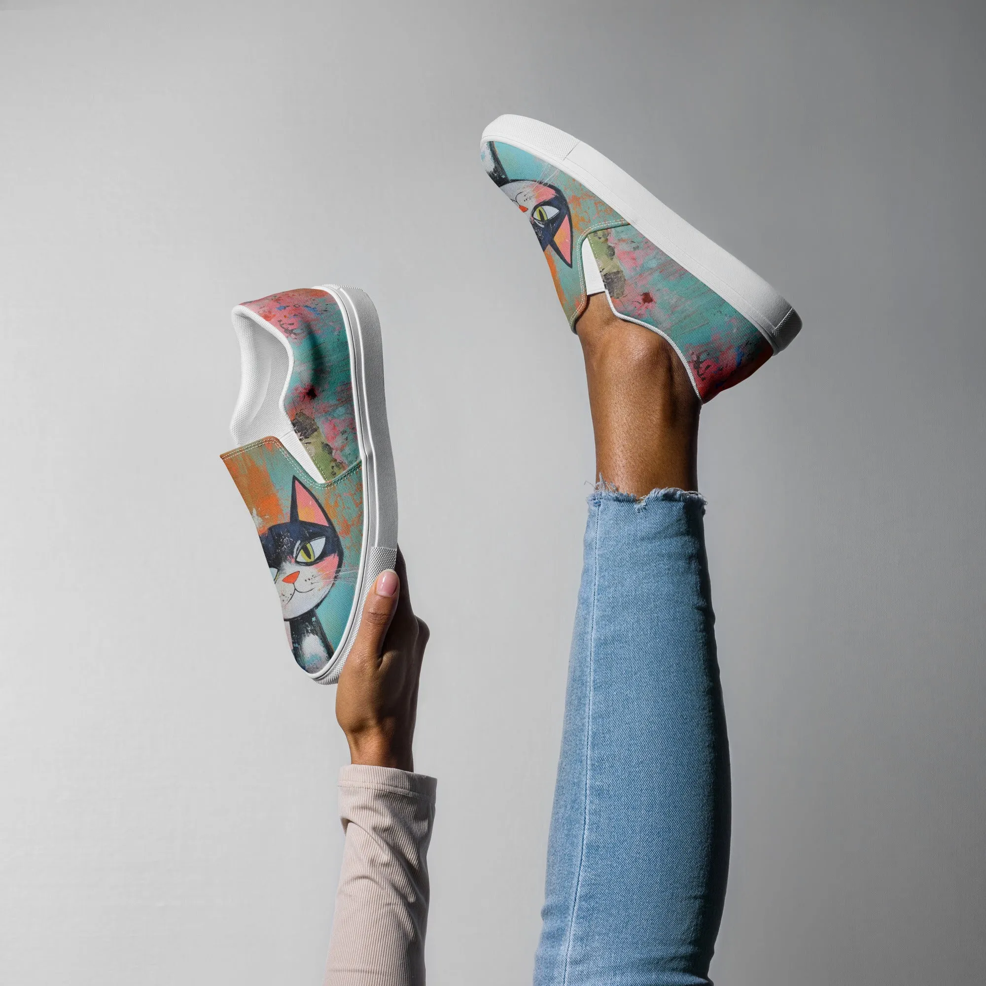 Women’s slip-on canvas shoes - Cat Art SG011