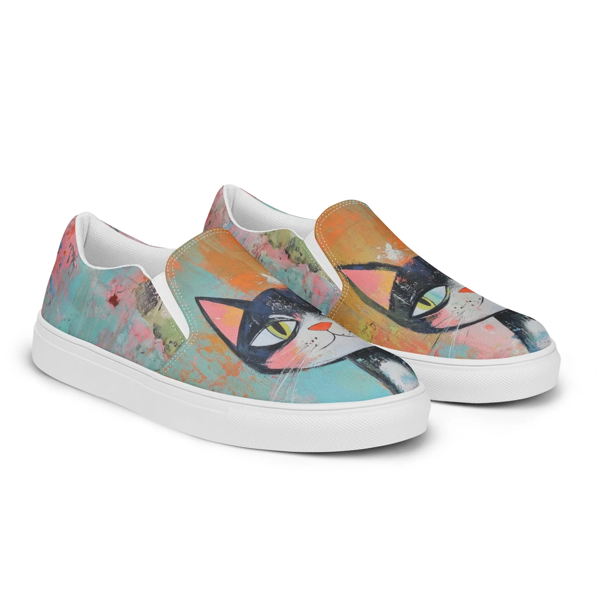 Women’s slip-on canvas shoes - Cat Art SG011