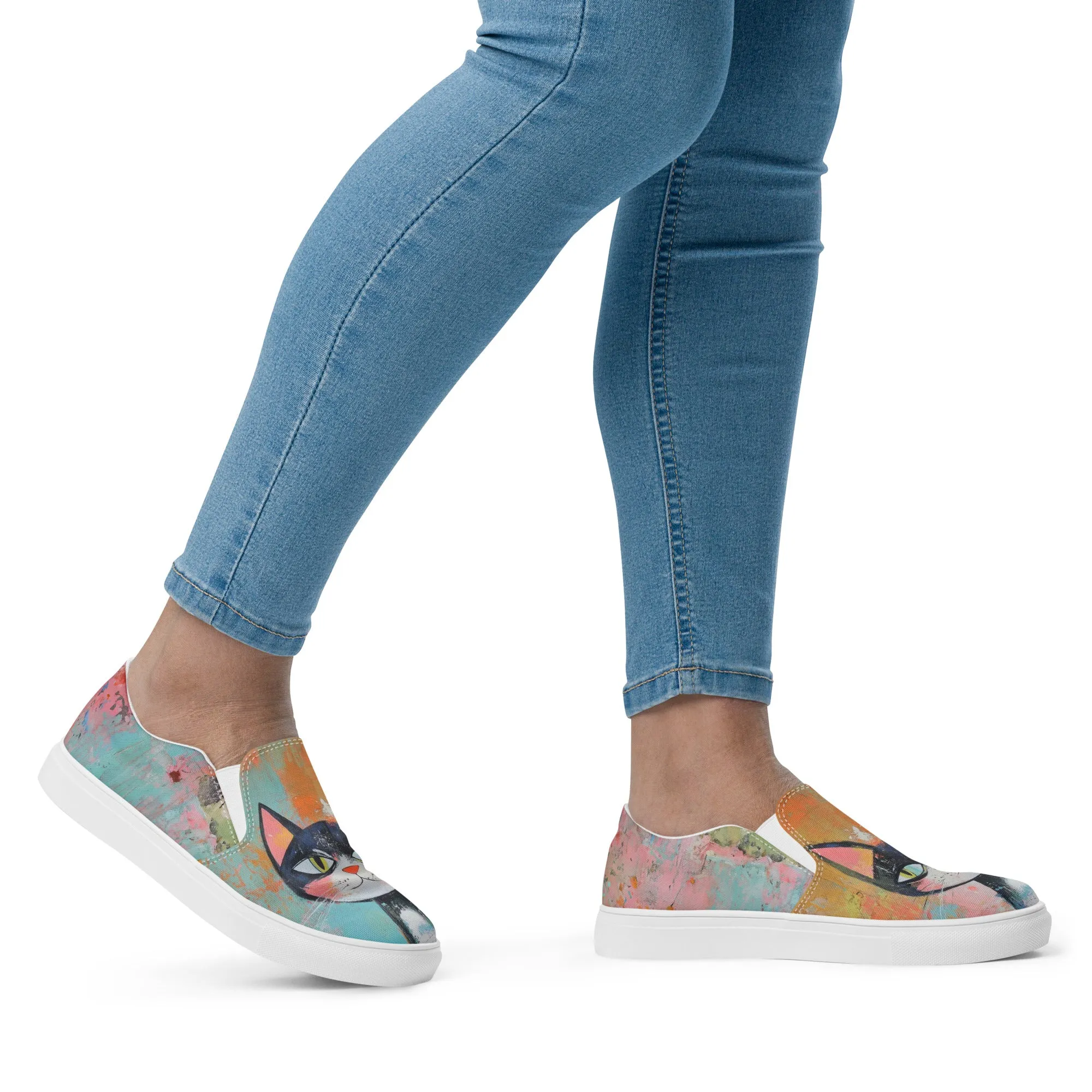 Women’s slip-on canvas shoes - Cat Art SG011