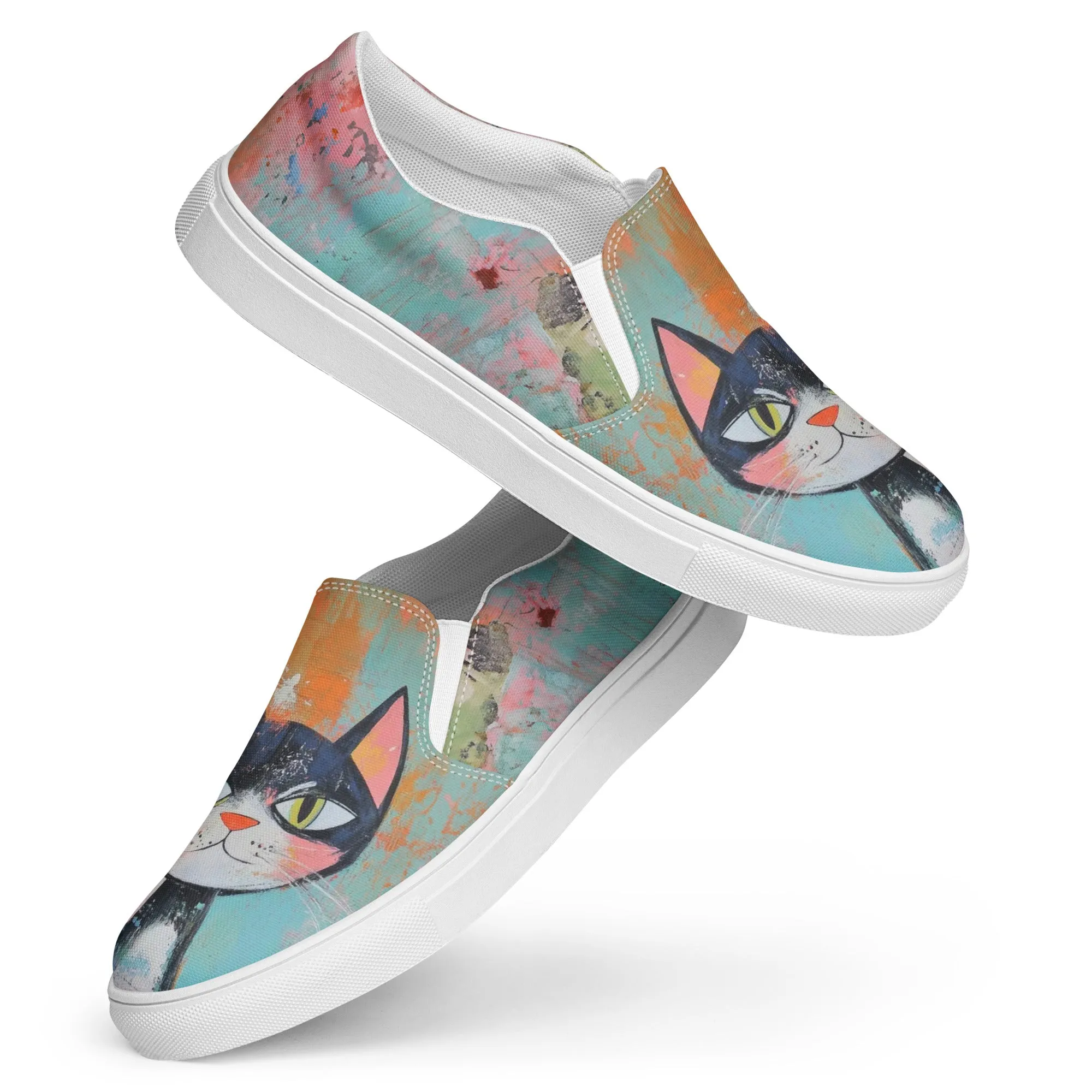 Women’s slip-on canvas shoes - Cat Art SG011