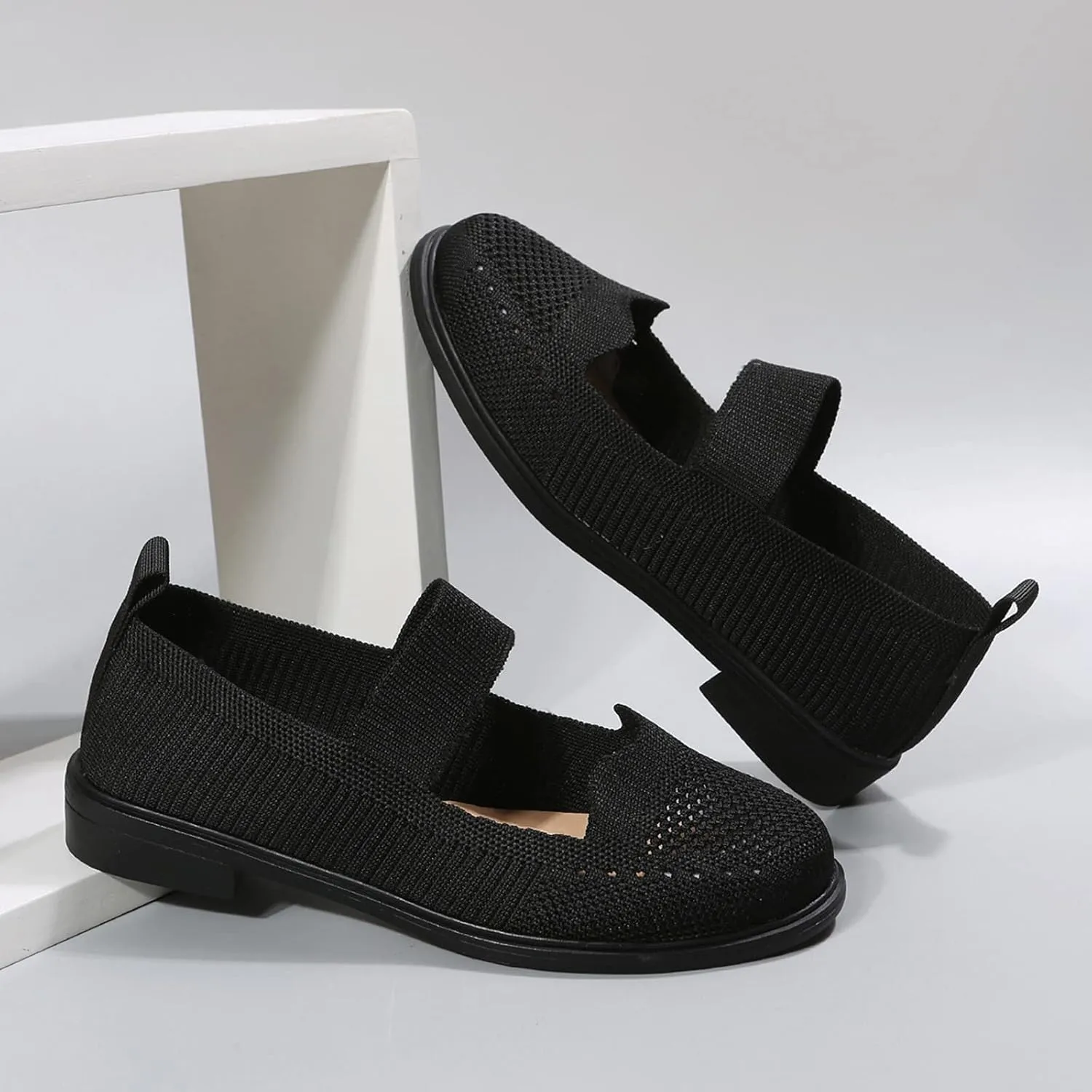 Women's Slip On Mesh Lightweight Flats Sneaker,Comfortable Breathable Non-Slip Soft Sole Walking Shoes Loafer Nurse Shoes