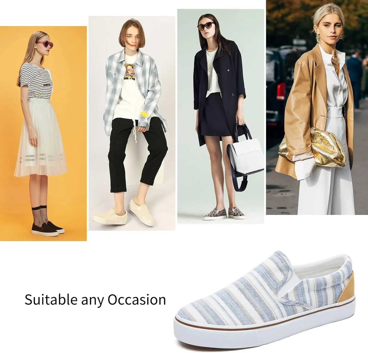 Women's Slip on Shoes Canvas Sneakers Loafers Non Slip Shoes Low Top Casual Shoes