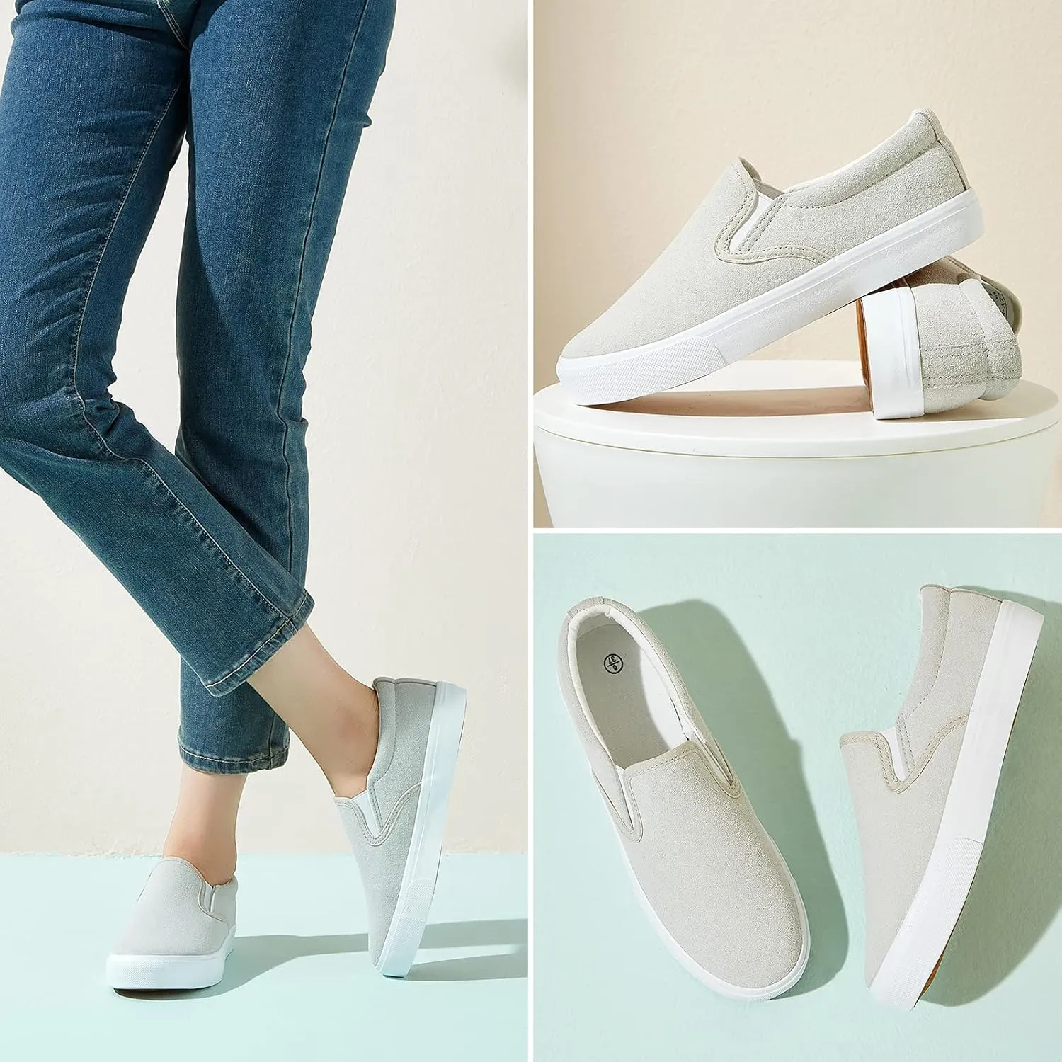 Women's Slip on Shoes Canvas Sneakers Loafers Non Slip Shoes Low Top Casual Shoes