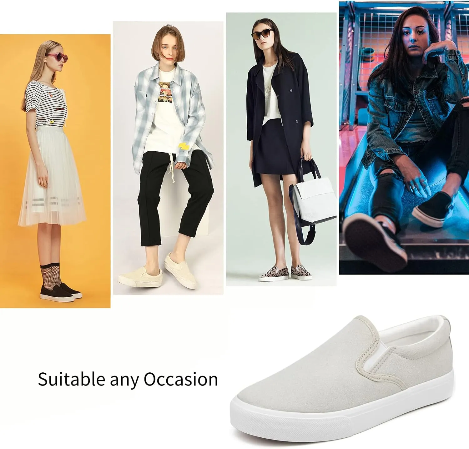 Women's Slip on Shoes Canvas Sneakers Loafers Non Slip Shoes Low Top Casual Shoes